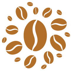 Obraz premium Stylized coffee beans forming a dynamic circular pattern, perfect for beverage or cafe designs