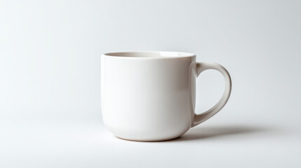 Fototapeta premium Plain White Ceramic Coffee Mug for Hot Beverages on a Clean Minimalist Background
