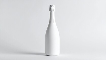 &ldquo;Matte white champagne-style bottle with silver foil top on white background&rdquo;