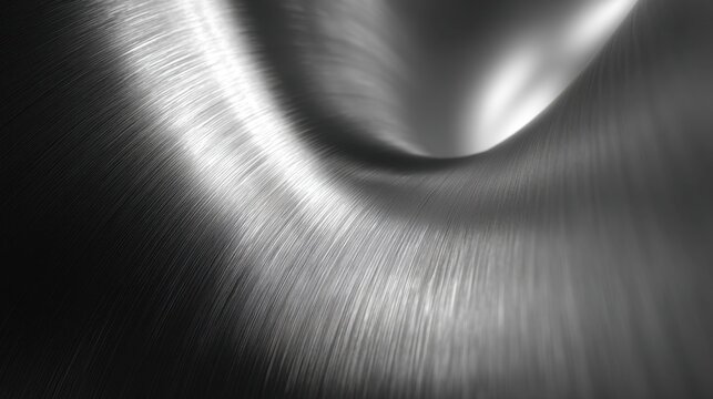 A silver object with a shiny surface. The surface is curved and has a shiny texture. The object appears to be a piece of metal or a piece of fabric