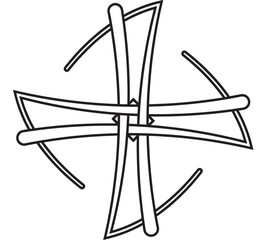 Fototapeta premium Abstract black line art design with interlocking shapes on transparent background silhouette