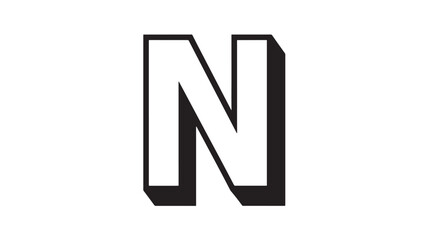 Bold letter n graphic design element on transparent background silhouette