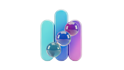 Abstract 3D Shapes with Spheres on White Background