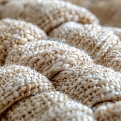 Close-up View of Intricate Woven Natural Fiber Texture, Highlighting Rustic Craftsmanship