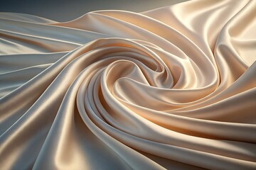 Silky Satin Fabric Waves Elegant Drapery, Smooth Beige Silk Flowing Landscape Art, Luxurious Creamy Satin Wave Background, Soft Pastel Silk Fabric Undulating Design, Ethereal Satin Drape Desert Wave D