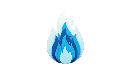 Abstract Blue Flame Illustration on White Background