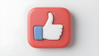 Like icon social media button isolated on white background. 3d rendering.
