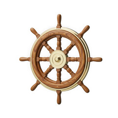 Classic wooden ship steering wheel nautical decor maritime navigation ocean travel symbol transparent background