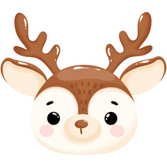 cartoon deer head with horns and antlers
