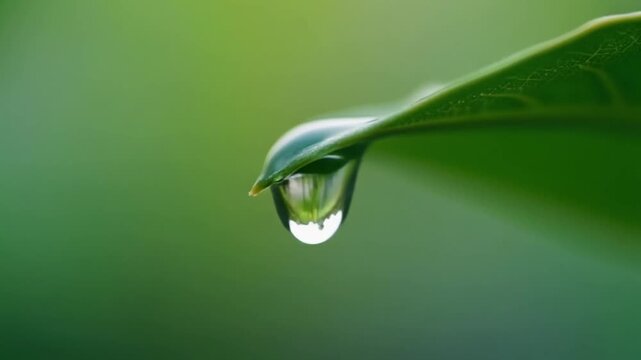  Water Droplet Falling from Leaf Tip Cinematic Nature Macro Motion Seamless 4K Loop