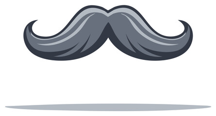 Cartoon graphic of a gray handlebar mustache design element
