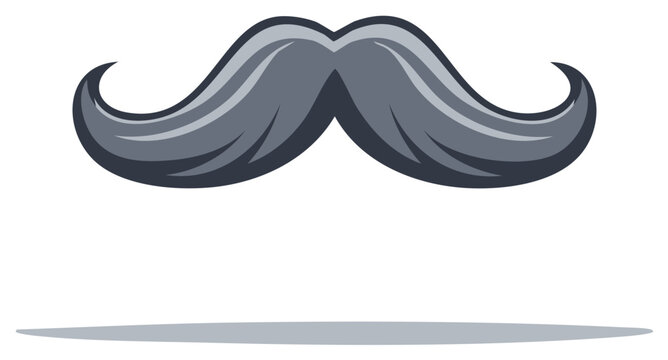 Cartoon graphic of a gray handlebar mustache design element