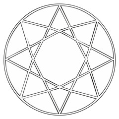 Geometric Design: A Circular Pattern of Intersecting Lines and Shapes