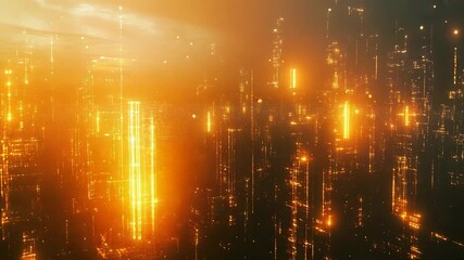 Digital cityscape representing data network and connection - Powered by Adobe