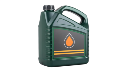 Green Plastic Motor Engine Oil Bottle Container with Drop Icon