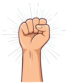 Vector illustration of a powerful clenched fist raised in protest and solidarity