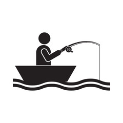 flat icon vector of a person fishing on a boat