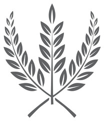 Obraz premium Stylized Laurel Wreath Emblem with Three Wheat Stalks Vector Graphic