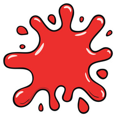 Naklejka premium Vivid Red Paint Splatter Blob with Outlined Drops