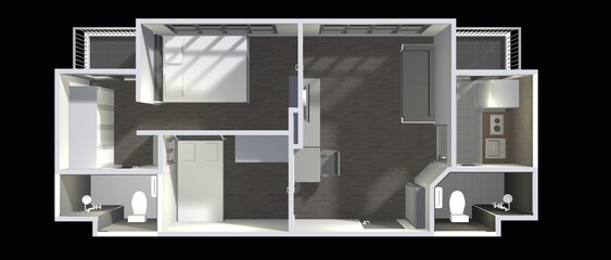 3D illustration of interior project 