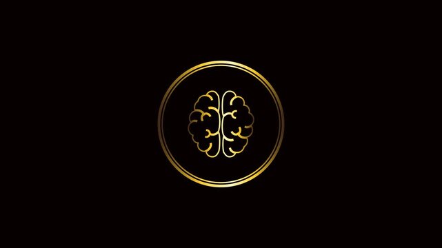 luxury gold brain symbol on the black background