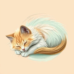 candy water color cat sleeping