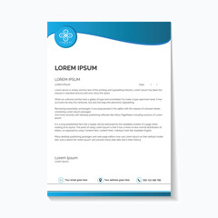 Modern business letterhead with blue design and Lorem Ipsum text