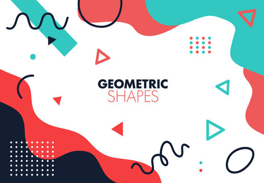 Abstract Memphis Style Background with Vibrant Geometric Shapes