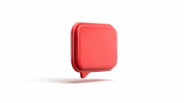 Red rounded speech bubble icon with smooth edges, minimalistic style, isolated on white background, concept of communication and messaging