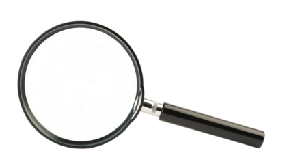 Magnifying glass on white background isolated on transparent background