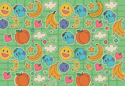 Colorful Cartoon Fruit Seamless Background Design