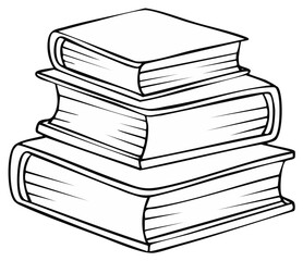 Stacked Books Illustration Simple Outline