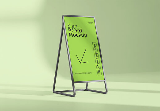 Green Frame Sign Board Mockup Display