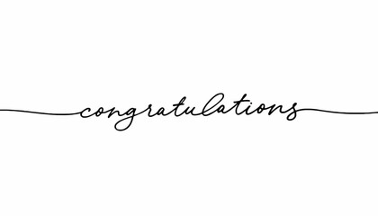 Beautifully designed minimalist 'congratulations' word art in a flowing, continuous line script perfect for celebrating achievements and milestones