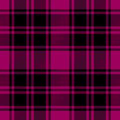 Black and pink Scottish textured patterns for textile, fabric, print, background, clothing, garments, tablecloth and wrapping paper. Vector plaid design illustration