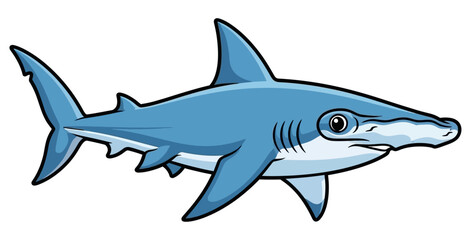 Cute Cartoon Hammerhead Shark Illustration Marine Life and Ocean Creature Graphic