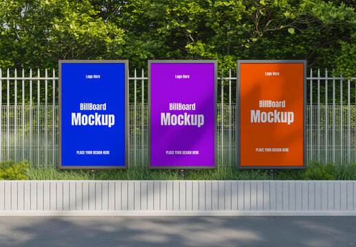 Horizontal Billboard Mockup with Blue Abstract Art