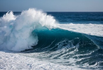 Fototapeta premium Powerful swirling wave on a rough ocean, the sculptural beauty of nature