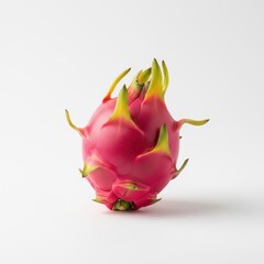 Vibrant Pink Dragon Fruit Exotic Tropical Superfood Against White Background
