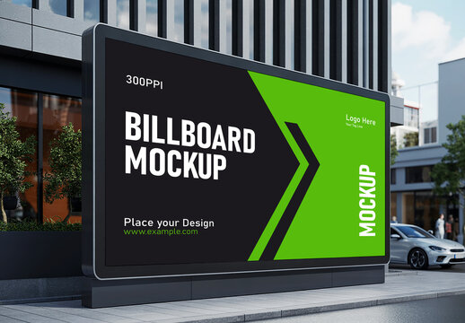 Modern Green and Black Billboard Mockup City
