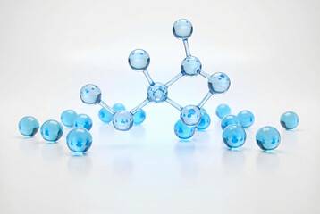 3d render of a dna molecule structure illustrating a complex network of atoms and chemical connections for science and technology communication