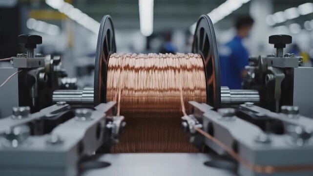 Automated copper wire manufacturing process in hightech factory setting
