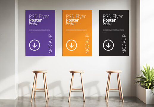 Trio of Poster Mockup in Modern Interior Gallery