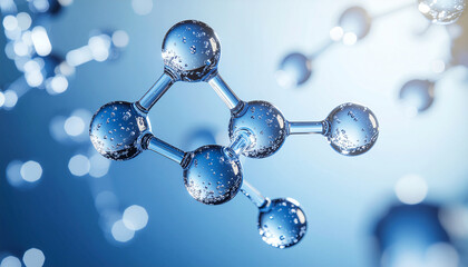 Abstract blue 3d render of a molecular dna structure background for pharmaceutical science research