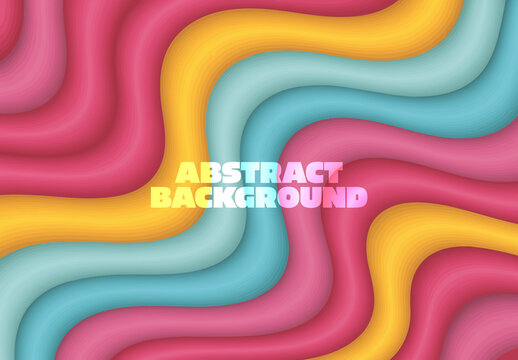 Vibrant 3D Wavy Lines Abstract Background with Retro Colors