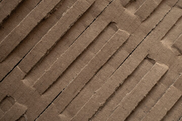 Close up of void fill packaging recycled corrugated cardboard netting mat, close up