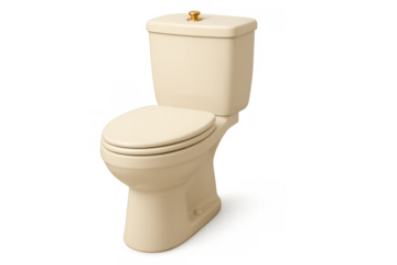 Cream colored toilet, domestic plumbing fixture for a modern bathroom, providing essential hygiene and comfort. Transparent background