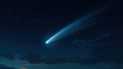Comet streaking across the night sky
