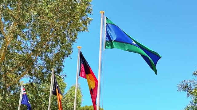 Australian Aboriginal and Torres Strait Islander flags flying together
