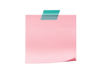 Sticky note reminder taped up to track quick action items and call back requests with a curled corner and wide copy space for short instructions appointment times or shopping list notes today